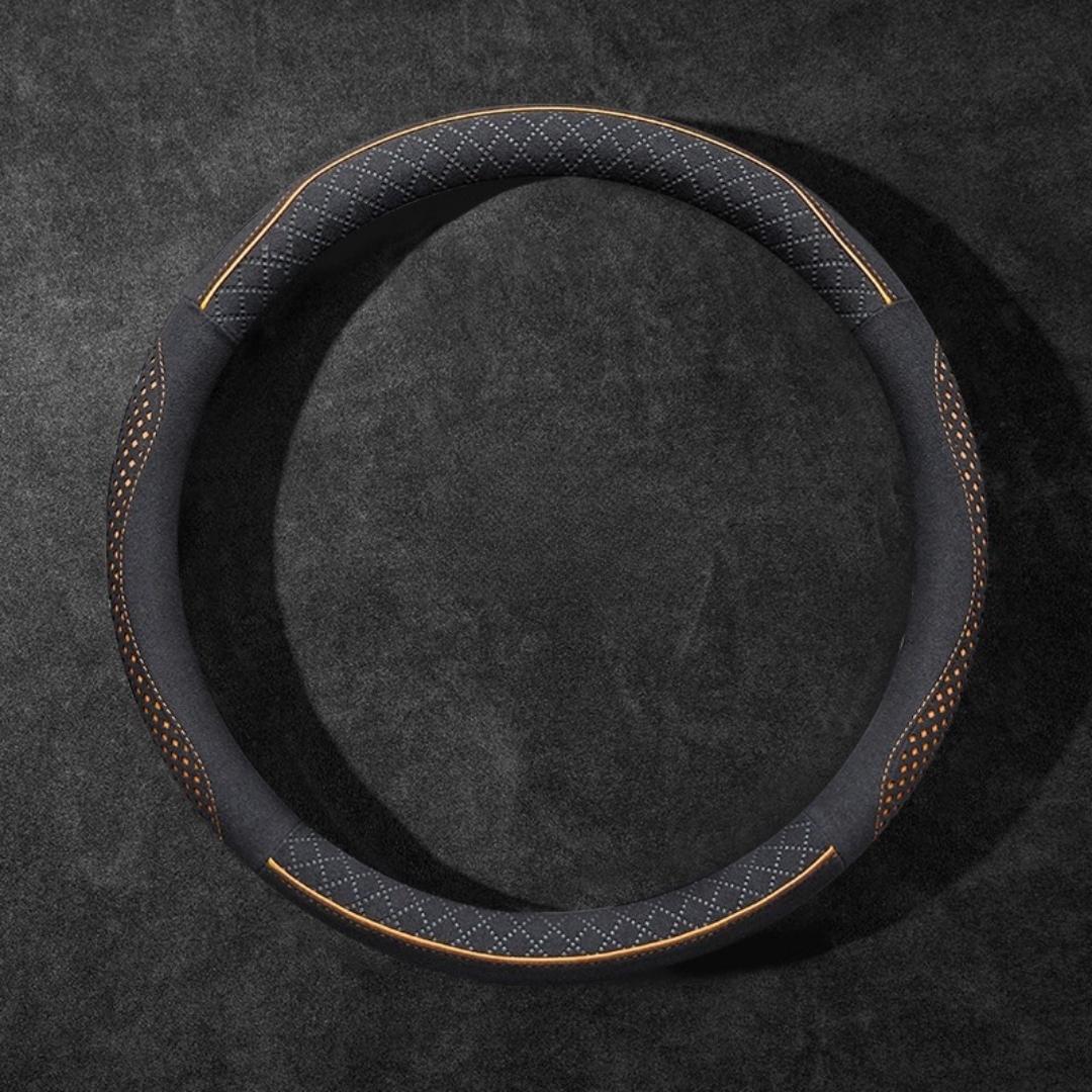 Rivo Suede Steering Wheel Cover – Non-Slip, Breathable, Sweat-Absorbing, 4-Season Universal Fit