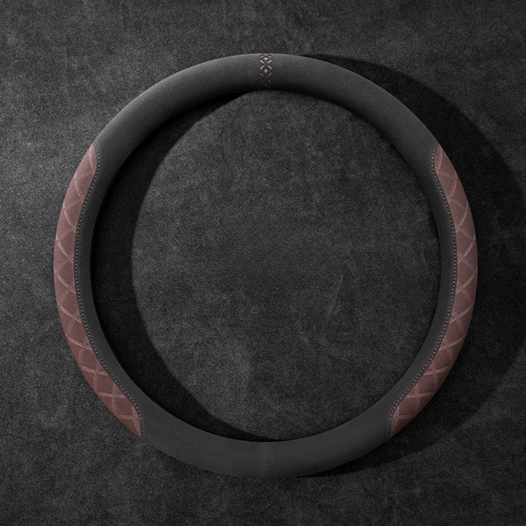 Rivo Suede Steering Wheel Cover – Non-Slip, Breathable, Sweat-Absorbing, 4-Season Universal Fit