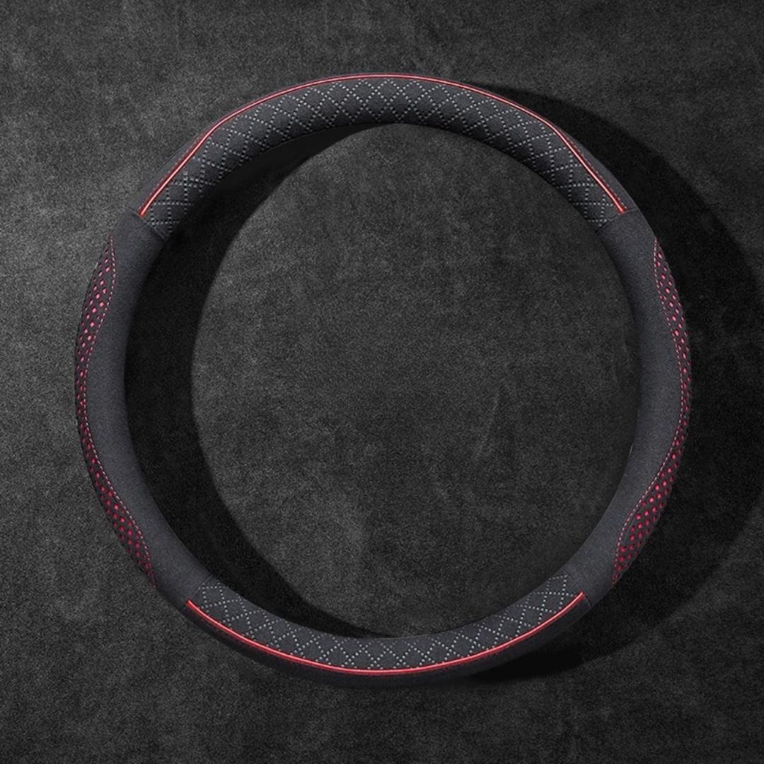 Rivo Suede Steering Wheel Cover – Non-Slip, Breathable, Sweat-Absorbing, 4-Season Universal Fit