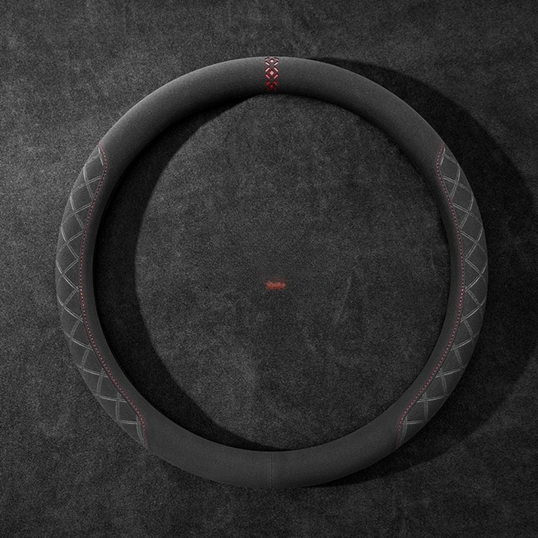 Rivo Suede Steering Wheel Cover – Non-Slip, Breathable, Sweat-Absorbing, 4-Season Universal Fit
