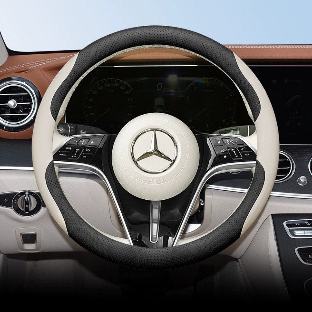 Cut-Off Design Ultra-Thin Leather Steering Wheel Cover