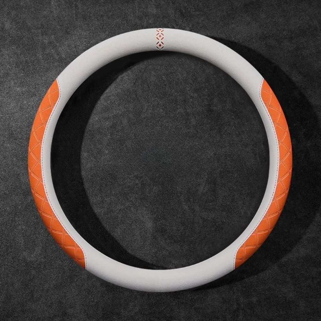 Rivo Suede Steering Wheel Cover – Non-Slip, Breathable, Sweat-Absorbing, 4-Season Universal Fit