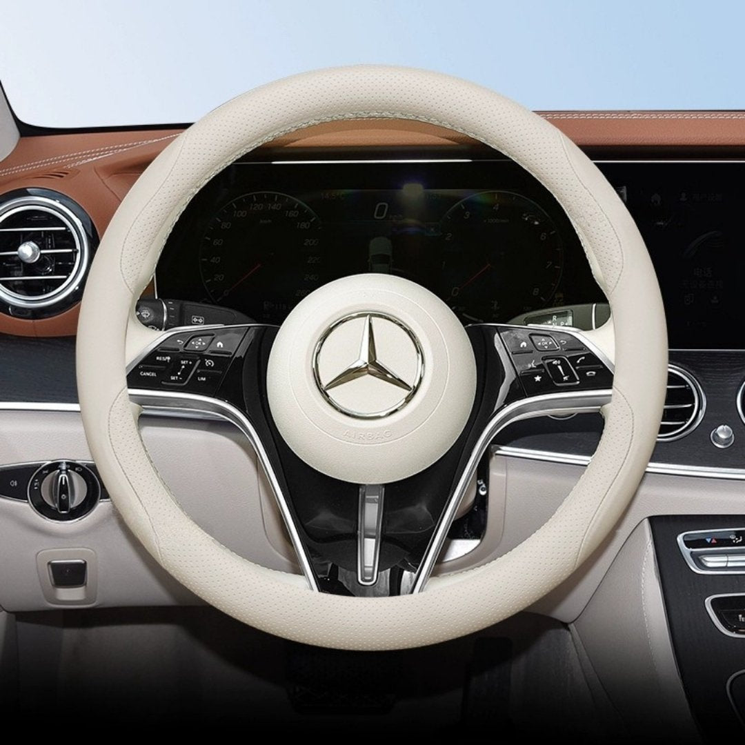 Cut-Off Design Ultra-Thin Leather Steering Wheel Cover