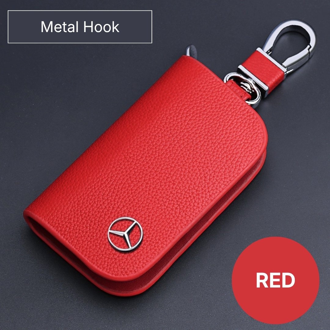 Genuine Leather Logo Customizable Car Fob Case with Keychain