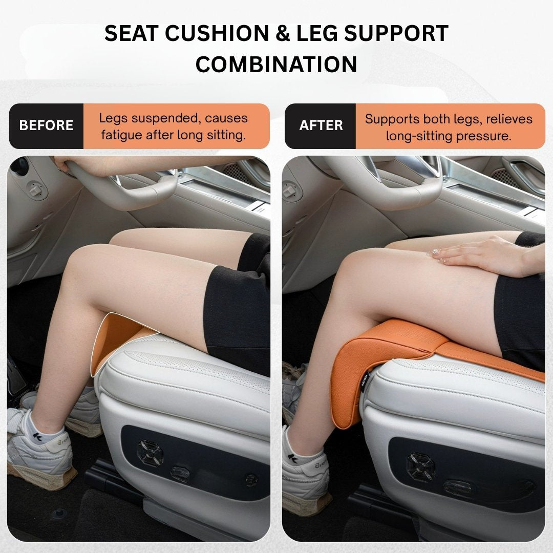 Car Leg Support Cushion | Premium Leather & Memory Foam – AutoPrimez