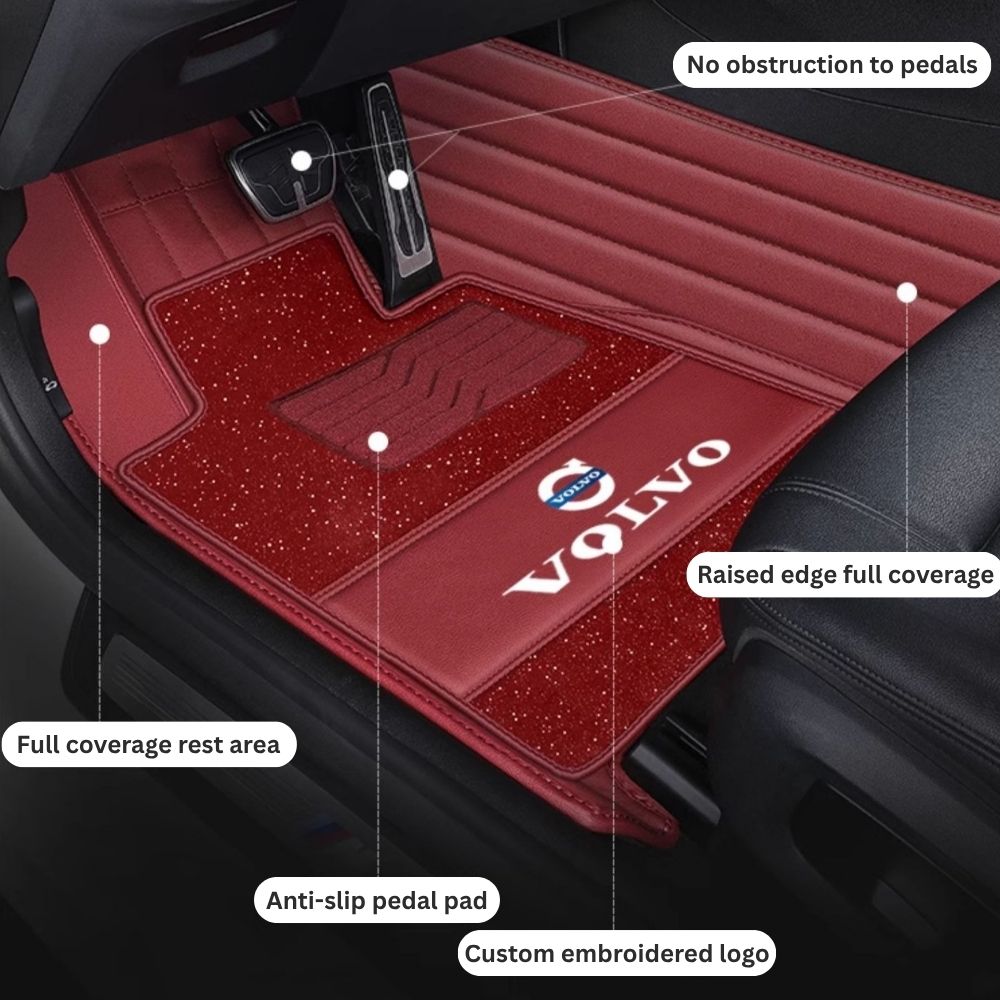 Starlise Sparkle Full-enclosed Leather Car Floor Mats - Logo Customizable