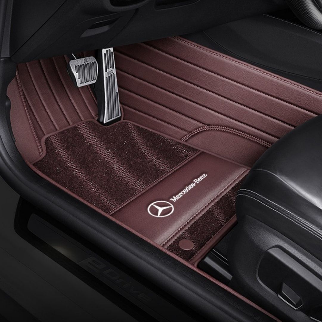 Fully Enveloping Leather Car Floor Mats - Logo Customizable