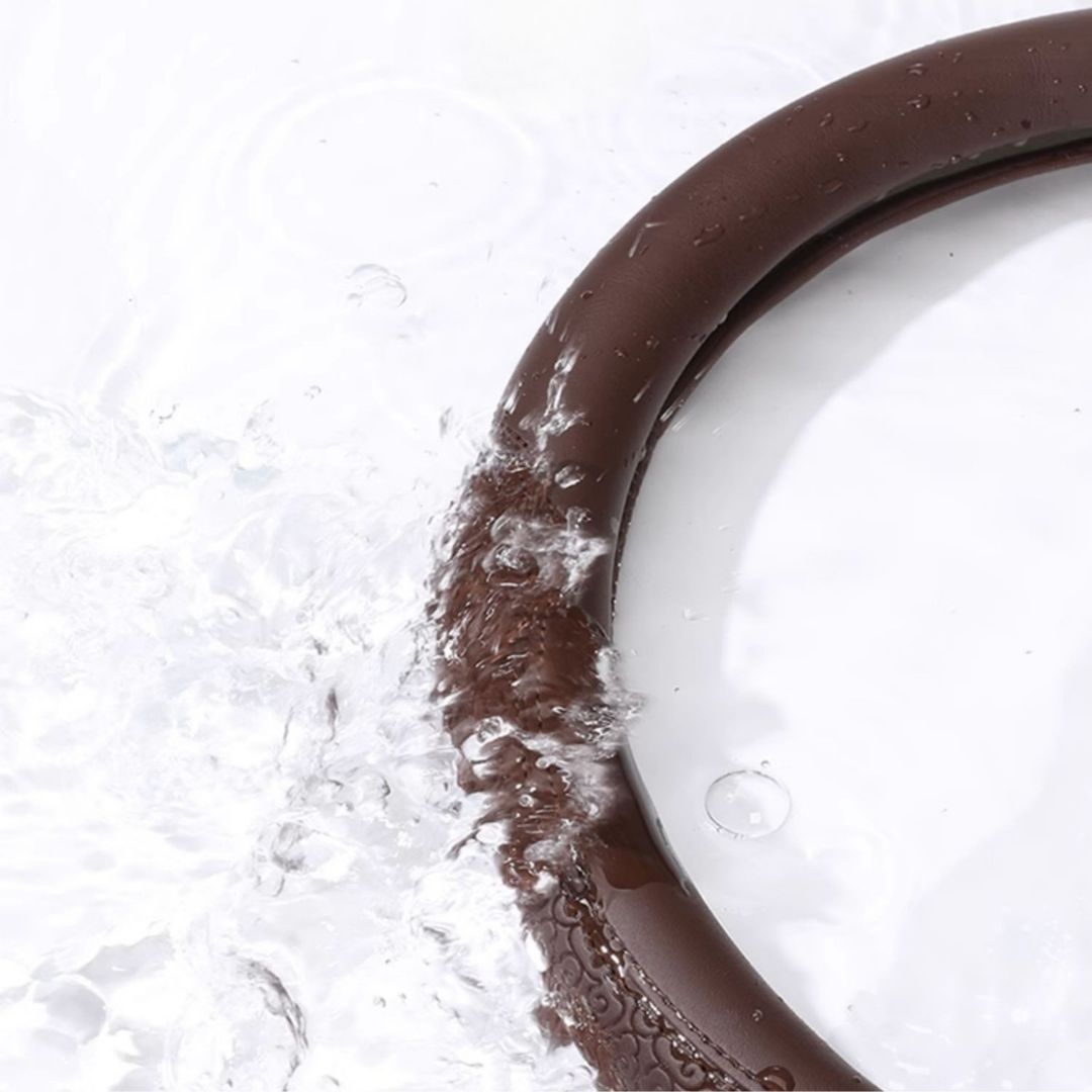 Geni Ultra-thin Steering Wheel Cover | Anti-slip, Sweat-absorbing, Soft Leather Pattern Round Handlebar Cover
