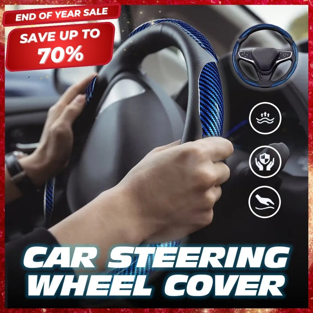 Samez Carbon Fiber Silicone Anti-Slip Car Steering Wheel Cover Universal Fit