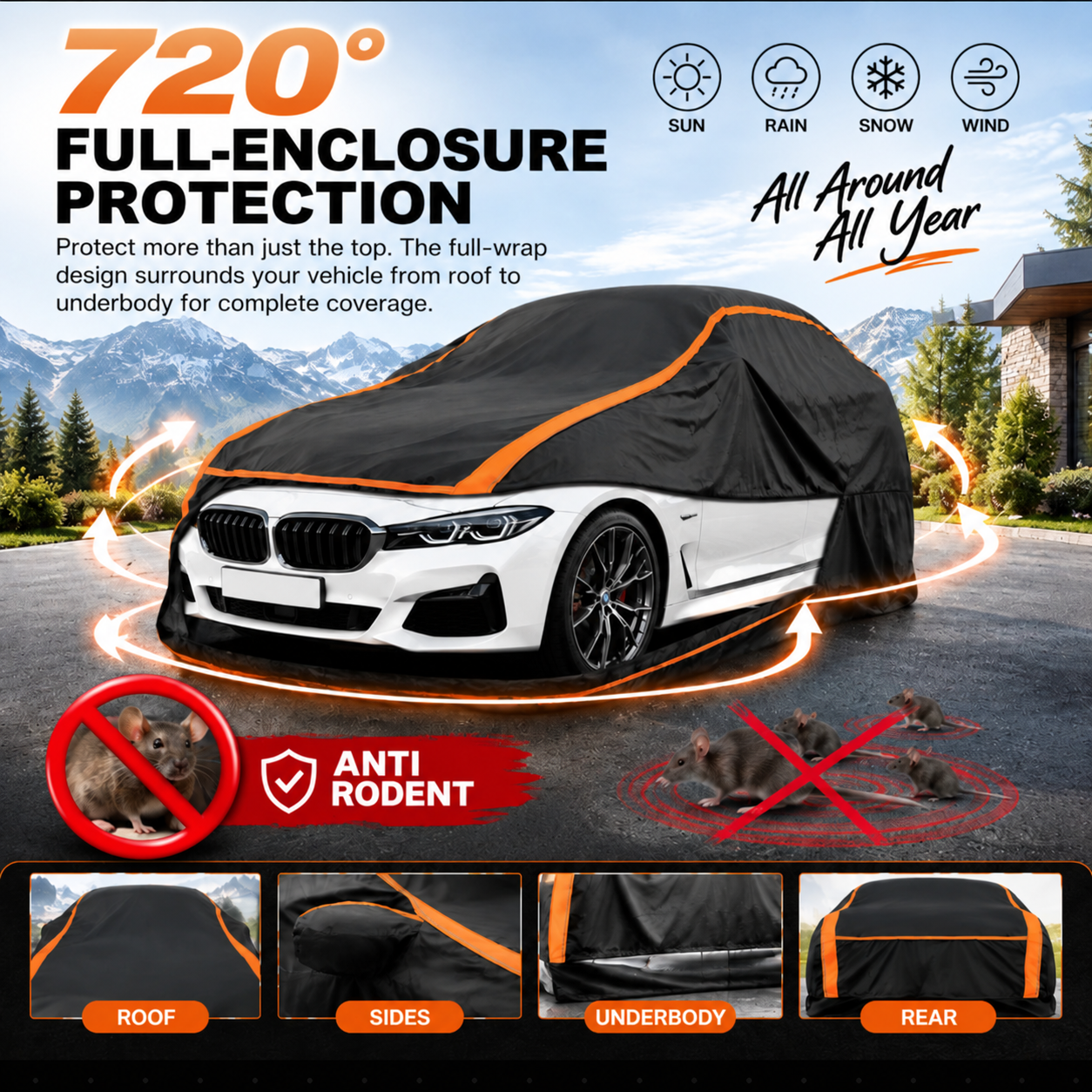 500D 2-in-1 Full Enclosed Car Cover